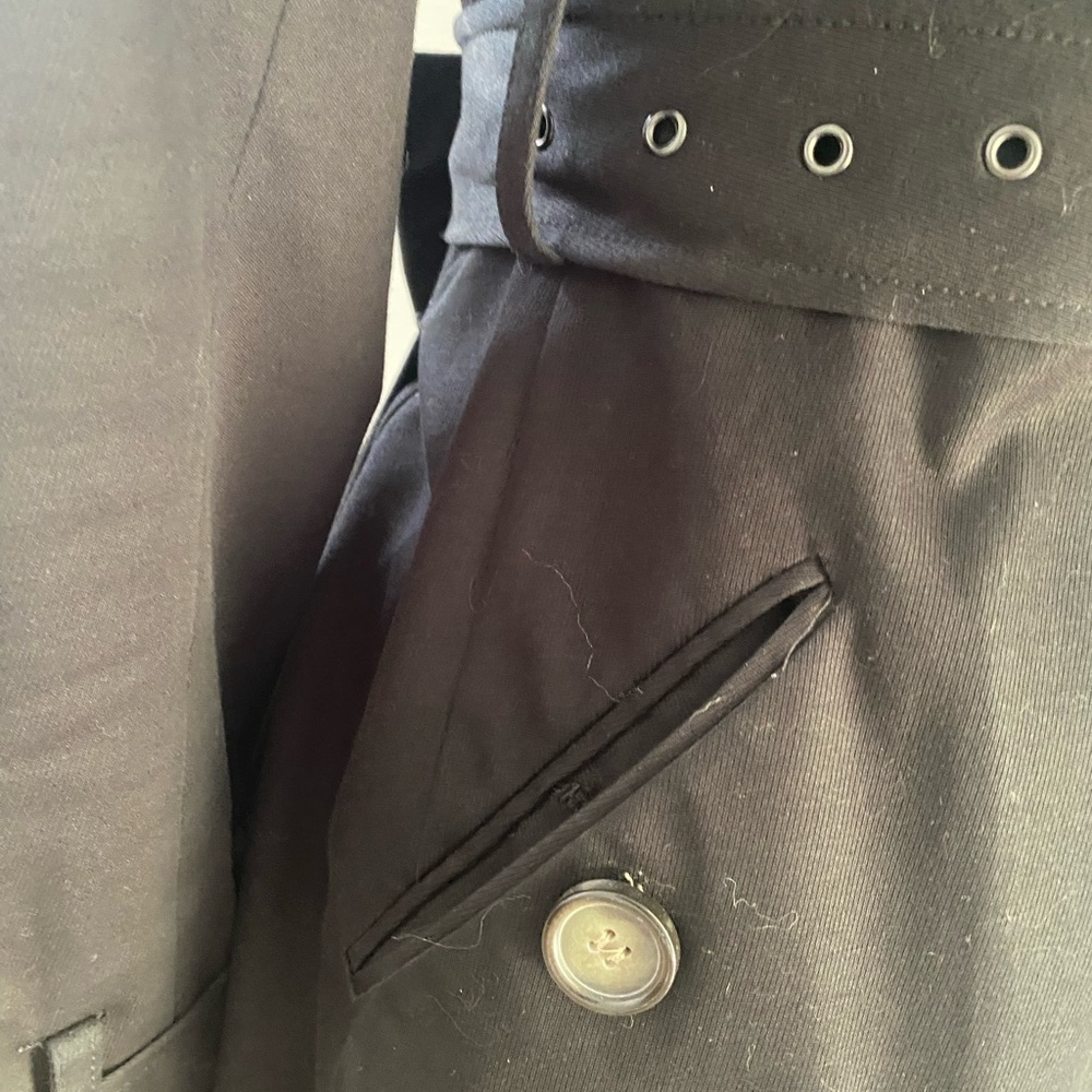 Sinclaire 10 Elegant Black Bow Trench Coat - Picture 4 of 10